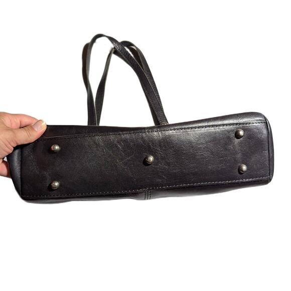 Patricia Nash Poppy Black Leather Top Handle Top Zip Organizer Shoulder Tote Bag - Picture 3 of 6
